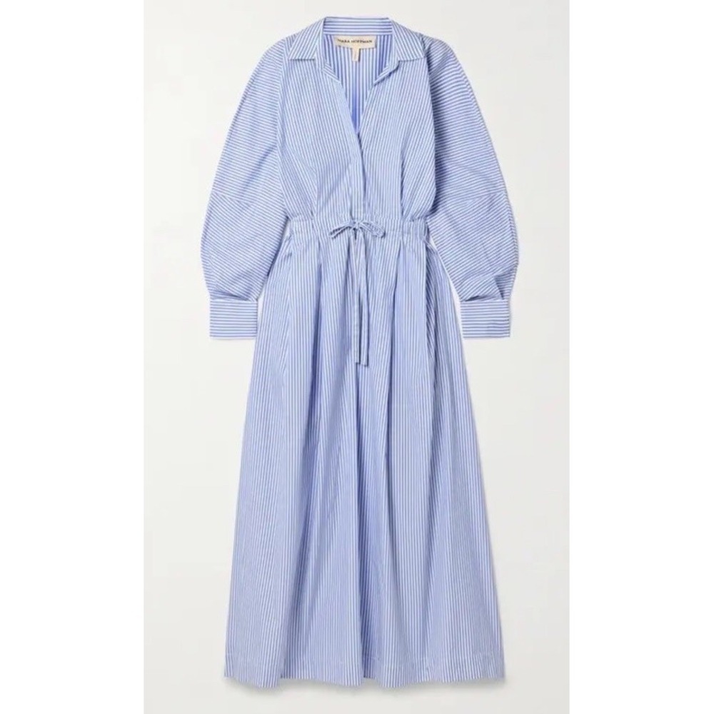 $594 Mara‎ Hoffman Colleen Organic Cotton Striped Maxi Shirt Dress Oversized M